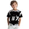 Boy 3D Snowflake and Size 67 Pattern T-shirt Round Neck Short Sleeved Casual Top for Outdoor Play and Casual Wear