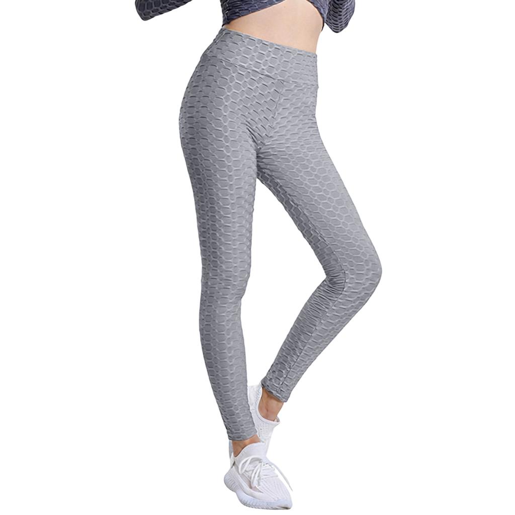 Women's Fashion Jacquarded High Elastic Sports Bodybuilding Cropped Pants Fitness Solided Color High Waist Hip Leggings