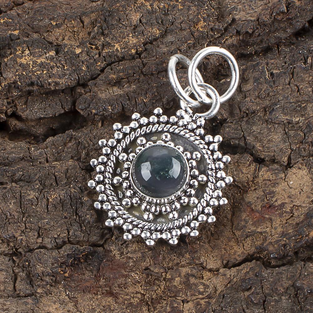 Moss Agate Pendant, Gemstone Jewelry 925 Solid Sterling Silver Pendant, Gift For Women Handmade Pendant