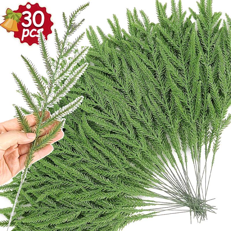 5/30x Real Touch Artificial Norfolk Pine Branches Faux Cedar Stems DIY Garland Christmas Tree Easter Home Green Pine Decoration