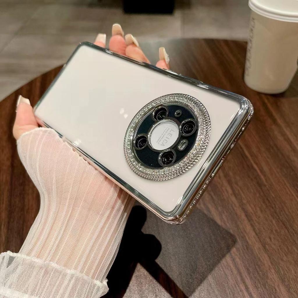 Magnetic Glitter Stand Is Suitable for Huawei Mate60pro Phone Cases with Water Diamond Edge Gradient P70 and P60 Couple