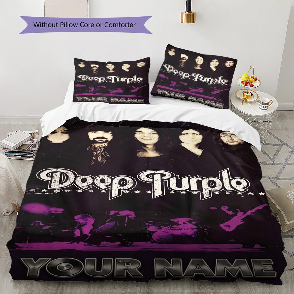Name Custom Deep Purple Band Pattern Bedding Set Quilt Cover Pillowcase Home Decor Gift (1 * duvet cover + 2 * pillowcase, without core)