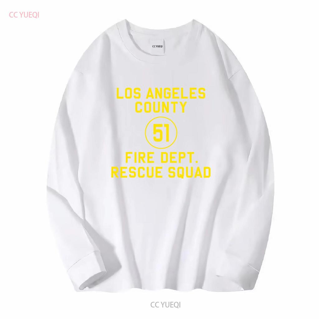 LA County 51 Fire Dept Resque Squad Logo Truck Side T Shirt vintage Washed Comfortable Stretched Casual Soft Unisex Slightly