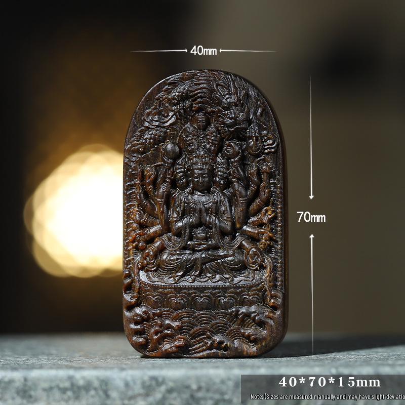 Nha Trang Agarwood Thousand-Hand Guanyin Pendant - Chinese Style Charm