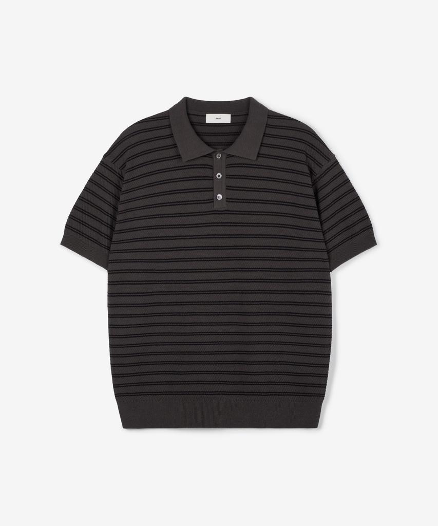 Tienjiti W Striped Polo Washable Knit (Greyish Brown) Tnsw6E202W2