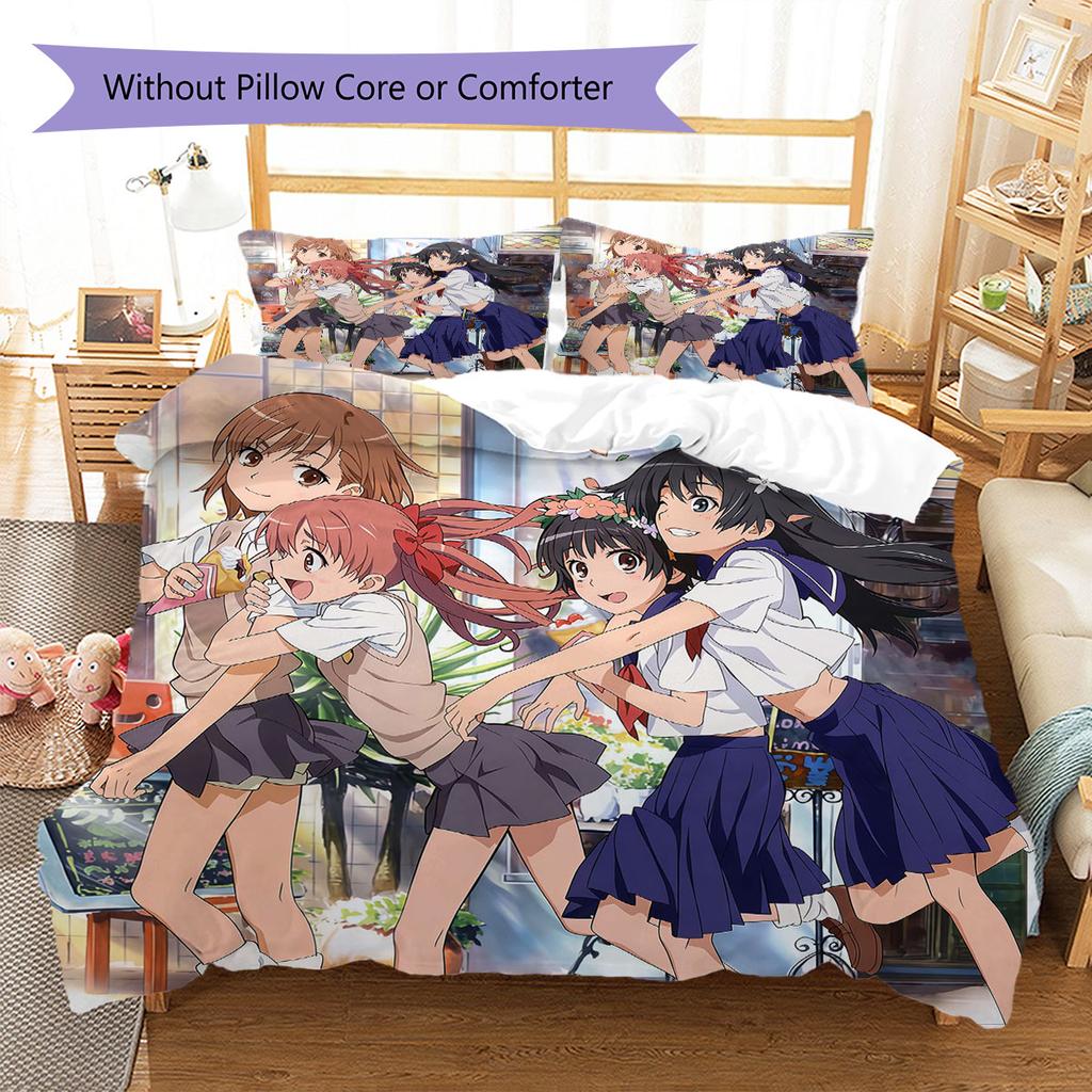 Scientific Railgun Pattern Bedding Quilt Set Quilt Cover Pillowcase Home Decoration Birthday Gift (1 * duvet cover + 2 * pillowcase, without core)