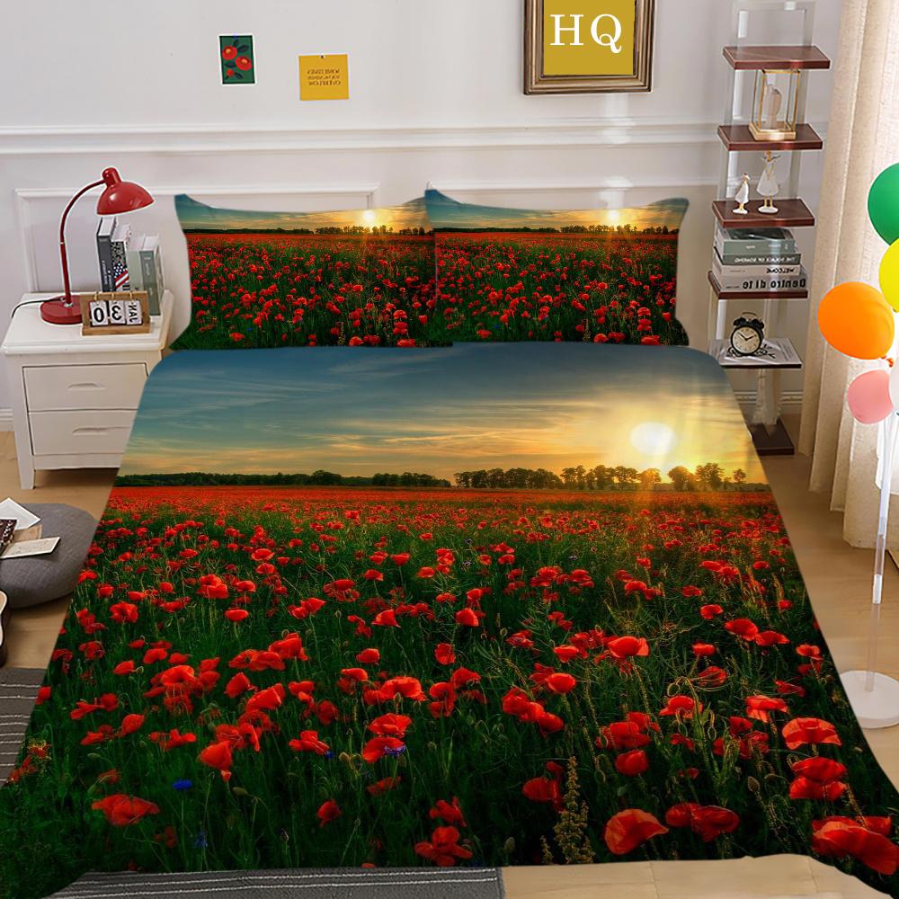 3D Flowers Printing Bedding Cover King Size Polyester Bedspreads Design High Quality Home Bedclothes