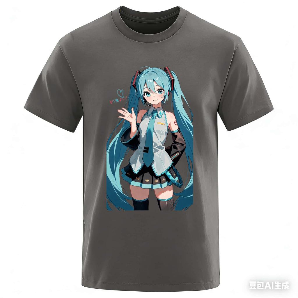 New Street Animation Surrounding Hatsune Miku Unisex And Unisexs Large Loose Breathable Cotton Fashionable Tshirts