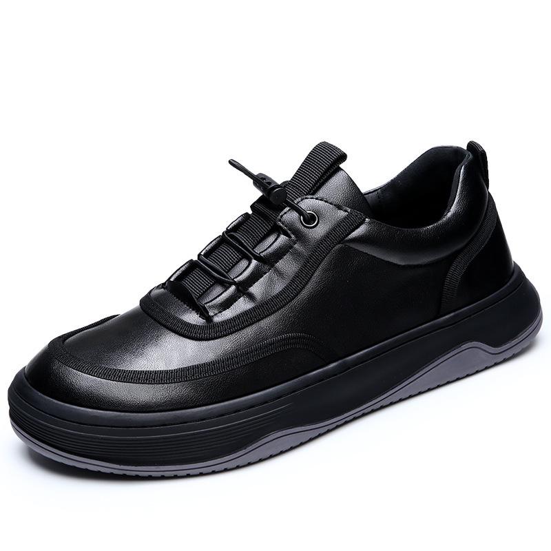 European Station Trend Board Shoes Leather Men's Shoes Spring Breathable Sports Casual Shoes Versatile Platform White Shoes Men's