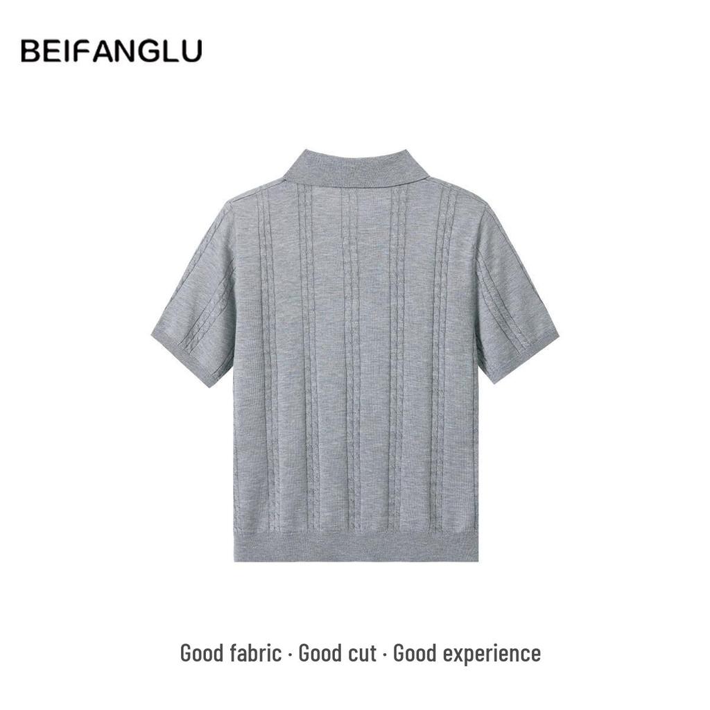 Northern Deer Lyocell-Triacetate Old Money Style Women's Polo Collar Knit T-Shirt