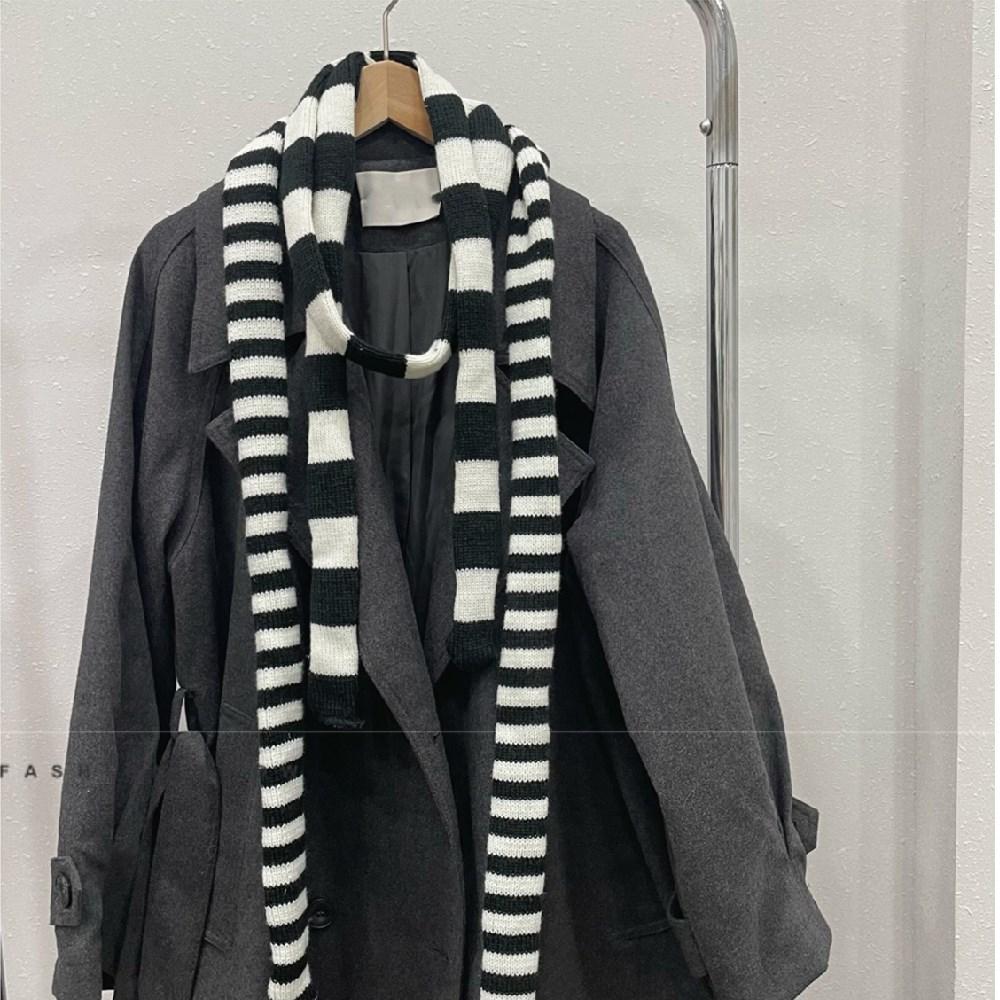 Y2k Style Stripe Scarf Women Girls Goth Punk Long Knitted Scarves Fashion Lady Clothes Decorate Scarf 2024 New Neckerchief