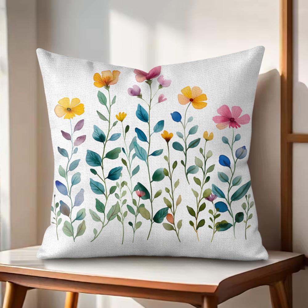 

Spring Flowers Cushion Cover Natural Linen Organic Fabric DoubleSided Printing Couch Pillow Covers Home Decor 30x30cm