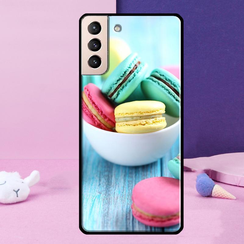 Macarons Cake Dessert Phone Case For Samsung Galaxy S25 S24 Ultra S9 S10 S20 S21 S22 Plus S23 FE S24 FE Cover