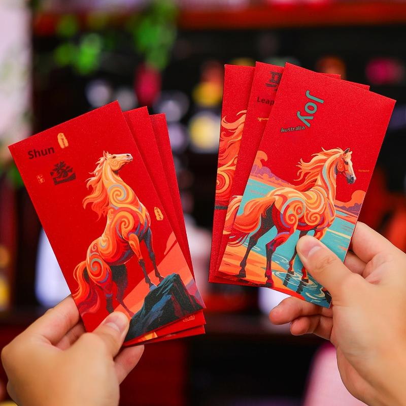 6Pcs 2026 Horse Year Spring Festival Red Envelope Lucky Red Pockets Chinese  Year Money Envelope