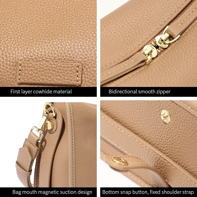 Ladies Fashi Commuting Handbags Female Natural Cowhide Casual  Crossbody Bag Women's Retro Cow Genuine Leather Shoulder Bags