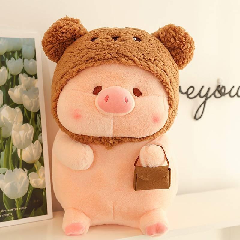 Pig Frog Wear Rabbit Bear Hat Plush Toy Stuffed Animal Doll Kids Gift Decoration