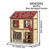 WW2 MOC Ruins Building Blocks Destroyed House War Scene Gunfight Guard Abandoned Construction Bricks Assemble Toys Boys Gift