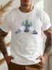 Mens Geometric Three Pigeons Print Crew Neck TShirt  Lightweight Summer Casual Tee with Unique Color Patterns