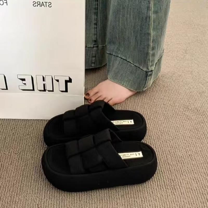 

New casual platform sandals women s summer wear fashion and high sense going out beach slippers 40 чёрный