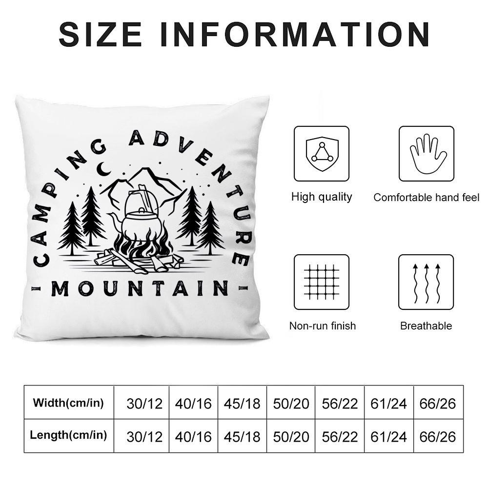 Camping Outdoor Logo Cushion Cover Plush Fabric Soft Double-Sided Printed Sofa Warm Winter Home Child Gift Pillow Case