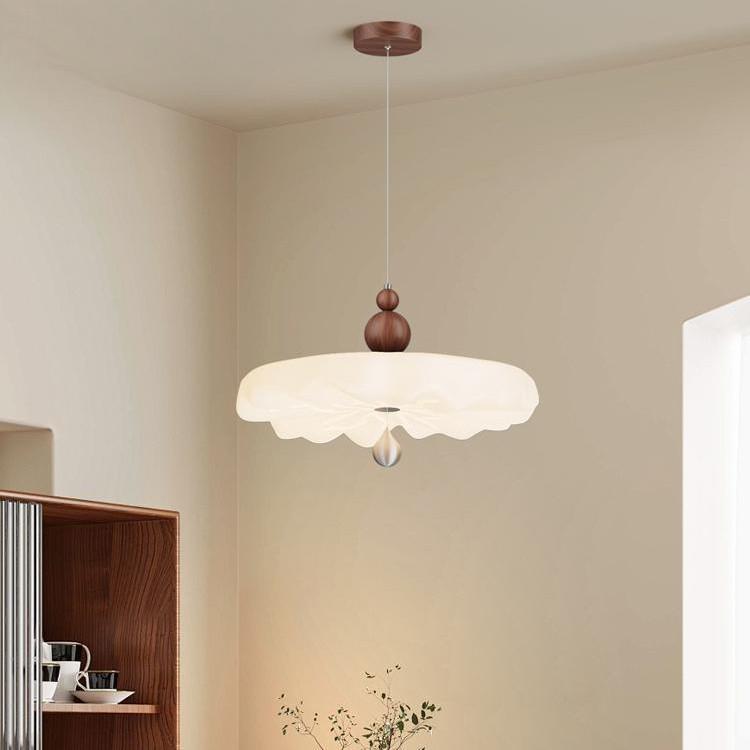 Pre-owned Walnut Dining Table Swing Arm Chandelier, French Cream Style, Eye-Protective.
