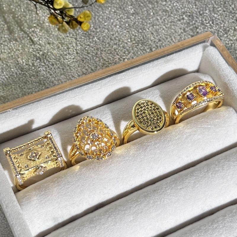 French Retro Barn Style Hollow Open Ring, High-End Sense Light Luxury Fashion Personality Niche Design Ring