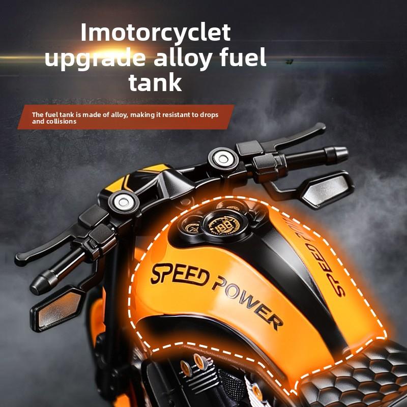 Simulation 1/10 Alloy Har Vintage Motorcycle Model with Sound and Light Diecast Toy Motorbike Collection Miniature Voiture