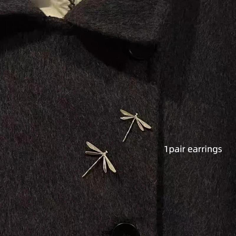 

Vintage Delicate Dragonfly Earrings Brooch Pin For Women New Fashion Jewelry Party Gift 2pcs Earrings