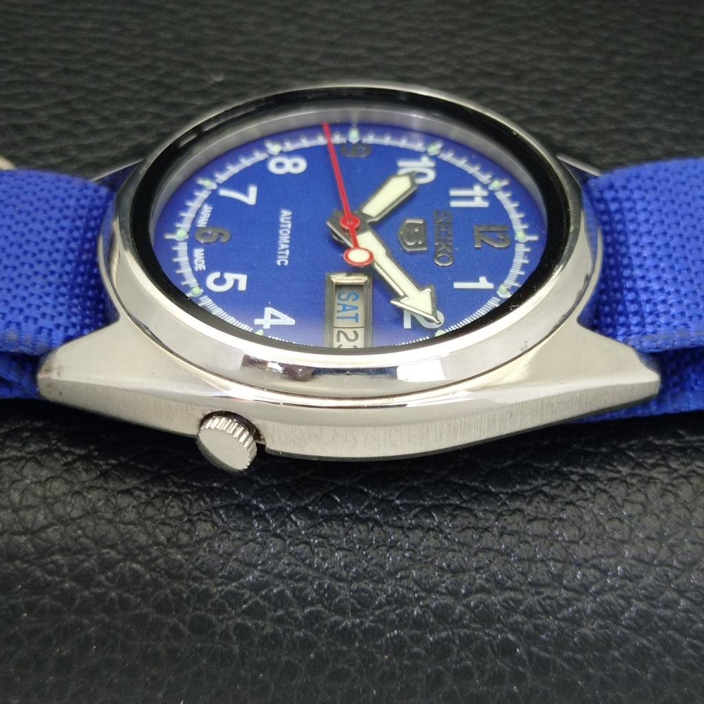 USED VINTAGE SEIKO 5 AUTOMATIC 7009A JAPAN MENS BLUE COLOR DIAL WATCH A434607-2 R121-a434607