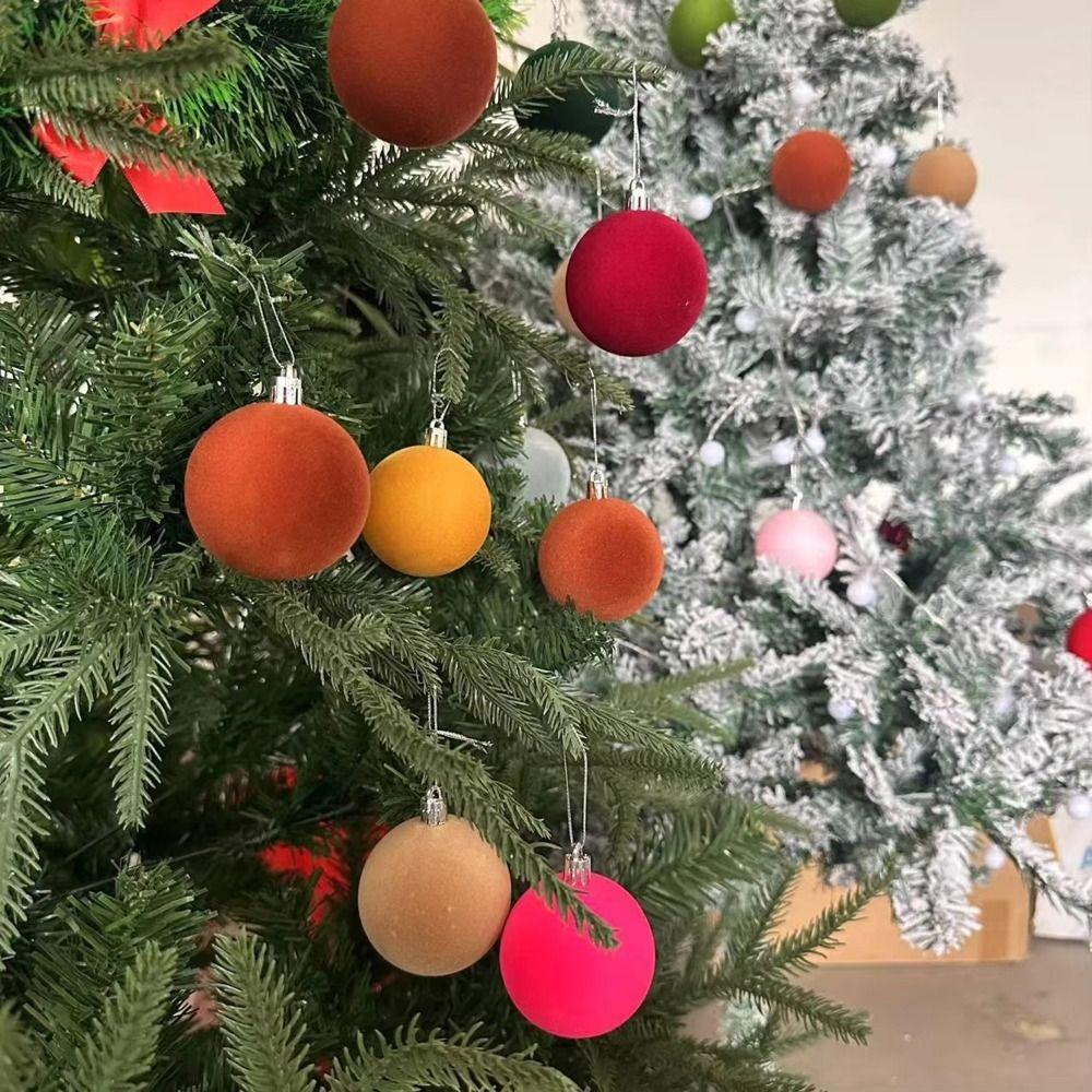 Velvet Christmas Balls Shatterproof Hanging Ornaments Festive Decorative Balls Holiday Party