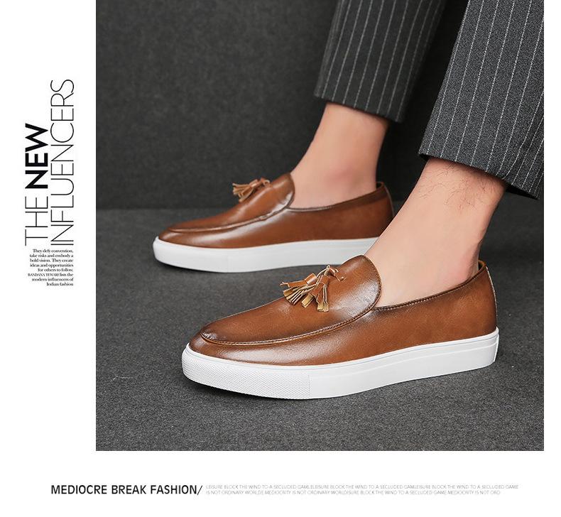 Men's Fashion Slip-On Plus Size Tassel Leather Shoes - European & American Style Casual Business Footwear