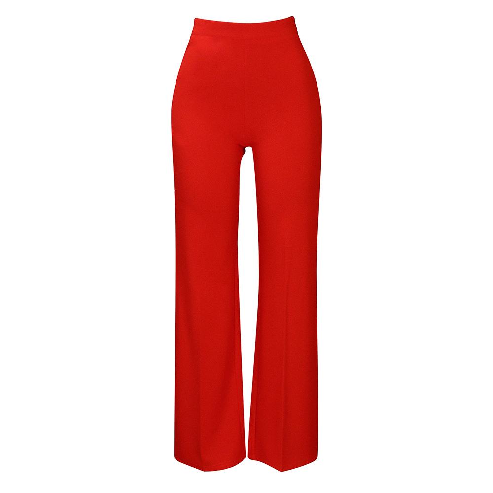 Women's Fashion Casual Solid Color Print High Waist Trousers Pants & Capris