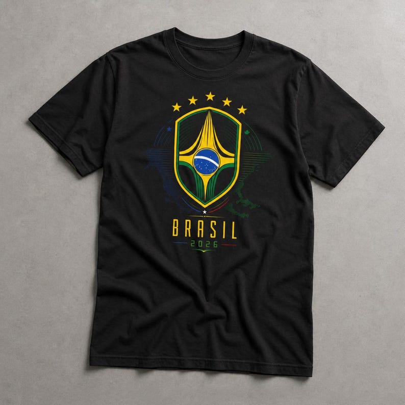 Brasil 2026 Soccer Shirt – National Team Crest Graphic Tee M