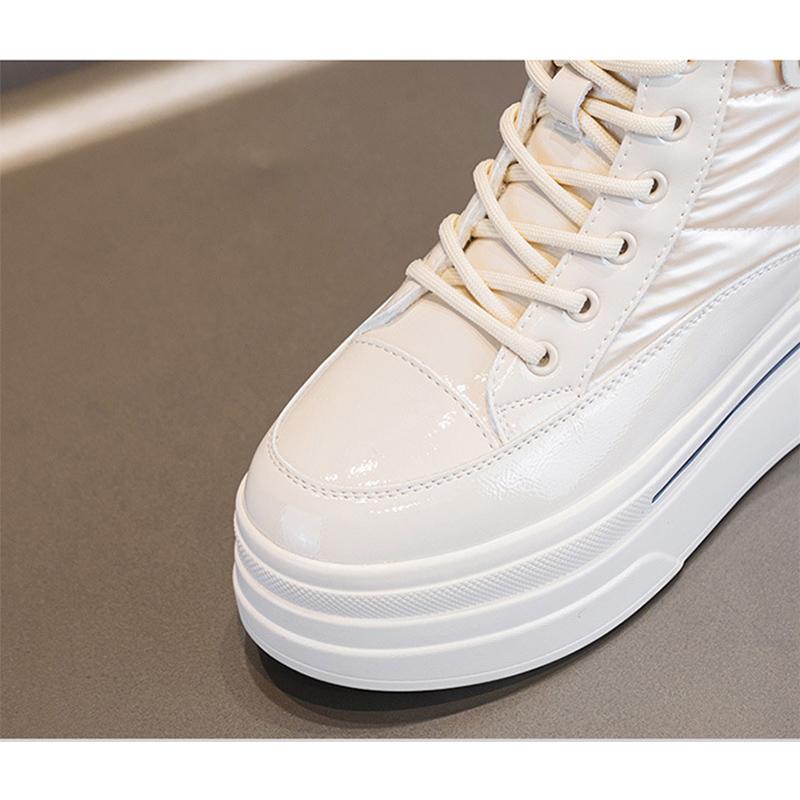 Winter Genuine Leather Shoes Women Snow Boots Waterproof Warm Cotton Shoes for Cold Winter Ladies Ankle Boots Non-slip Height Increasing 9cm