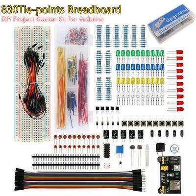 Elektronische Bauelemente Kit Pack Starter DIY Projekt Für Arduino UNO R3 Übliche Kondensatoren Widerstände Kondensatoren 830-Loch Steckbrett