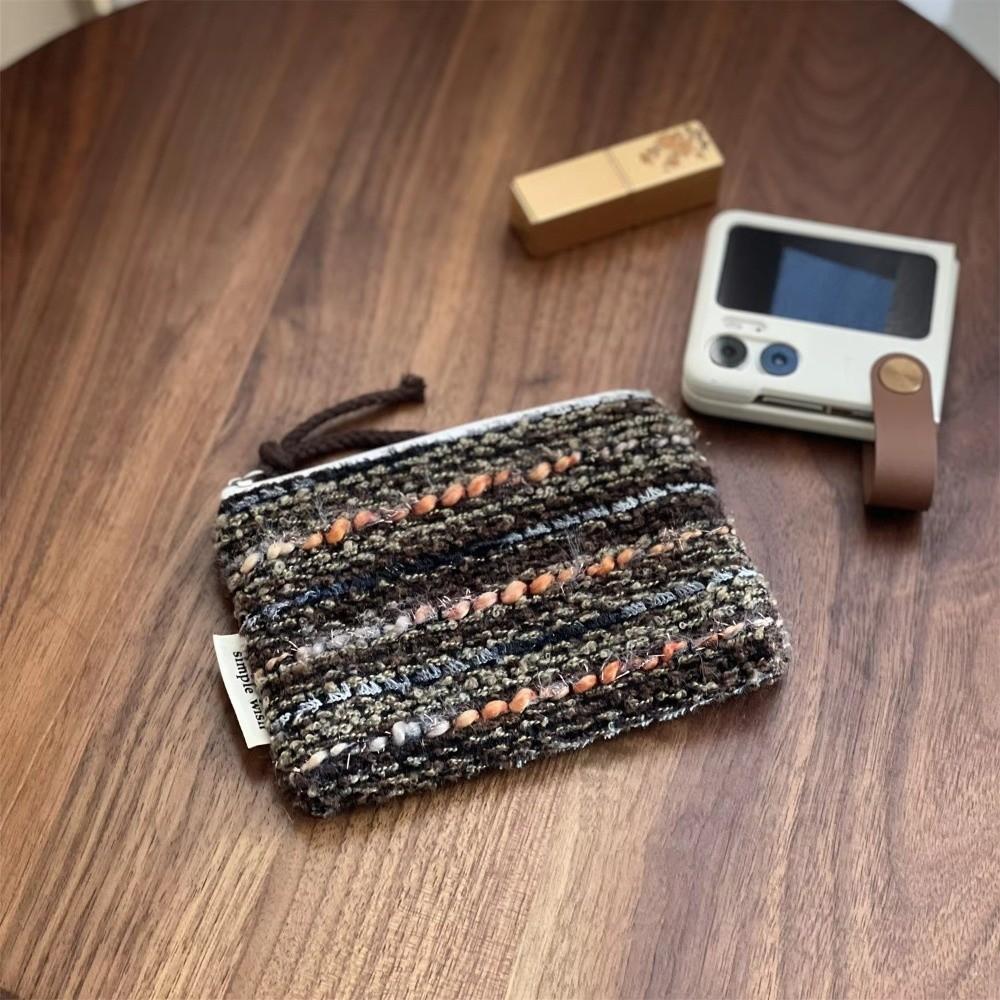 Multi-Purpose Retro Cosmetic Bag Striped Pattern Mini Makeup Organizer Elegent Lipstick Pouch For Women