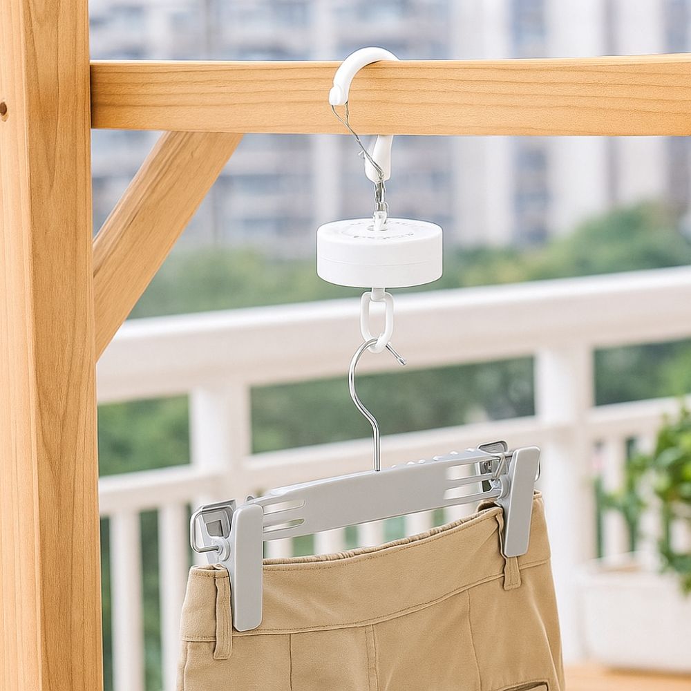 Automatic Rotating Drying Rack Save Space Storage Hook Portable Clothes Drying Rack  Bathroom