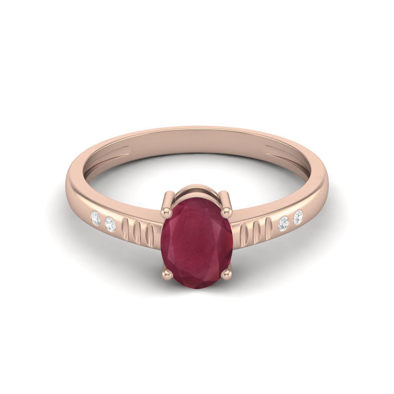 7X5 MM Oval Shape Ruby 925 Sterling Silver Rose Vermeil Solitaire Women Engagement Rings 12