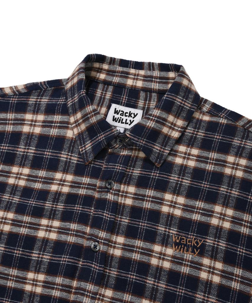 WACKY WILLY Flannel Big Check Shirt Dark Blue