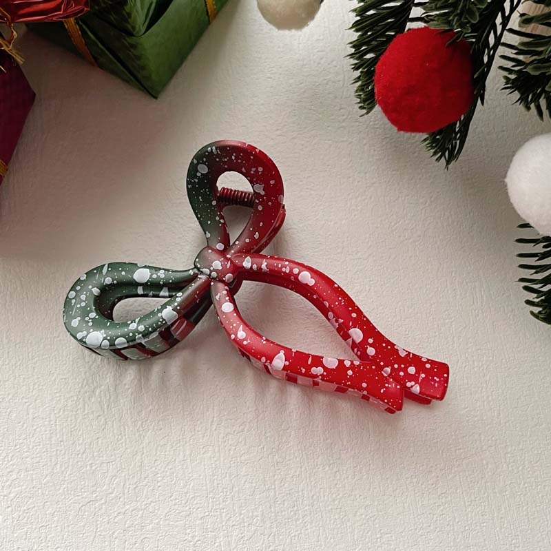 Fashion Christmas Acrylic Hair Claws for Women Girls Sweet Snowflake Print Shark Clamp Hair Clip Headdress Hair Accessories Gift