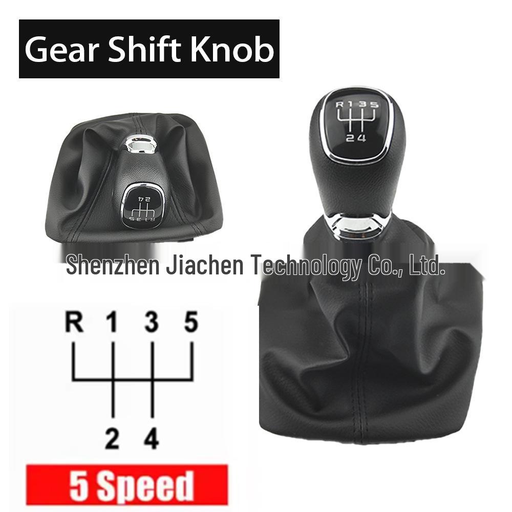 Gear Shift Knob with Chrome Lever and Leather Boot for Skoda Octavia A5 A6 (2004-2012)