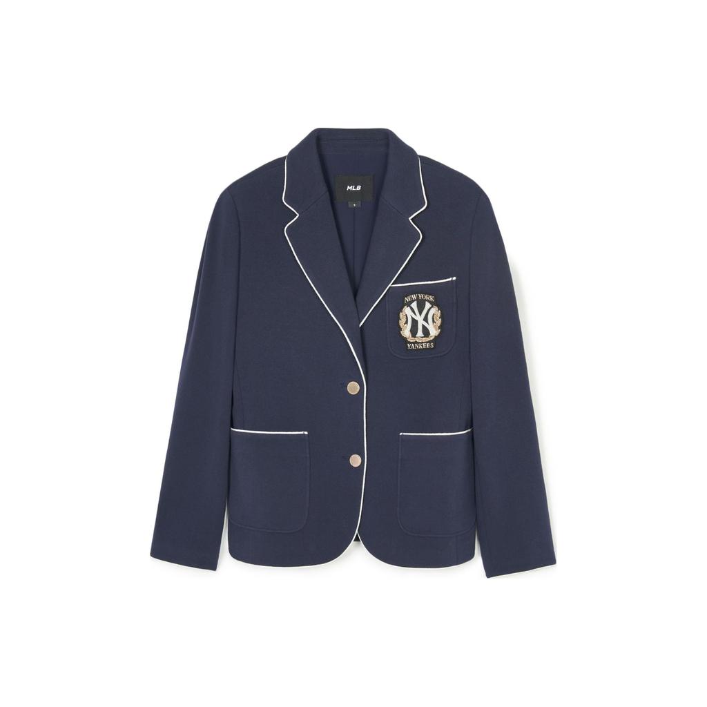 MLB SS24 New York Yankees Logo Tasche Einreiher Langarm Blazer Damen blazer Marineblau 3FJKV0141-50NYD