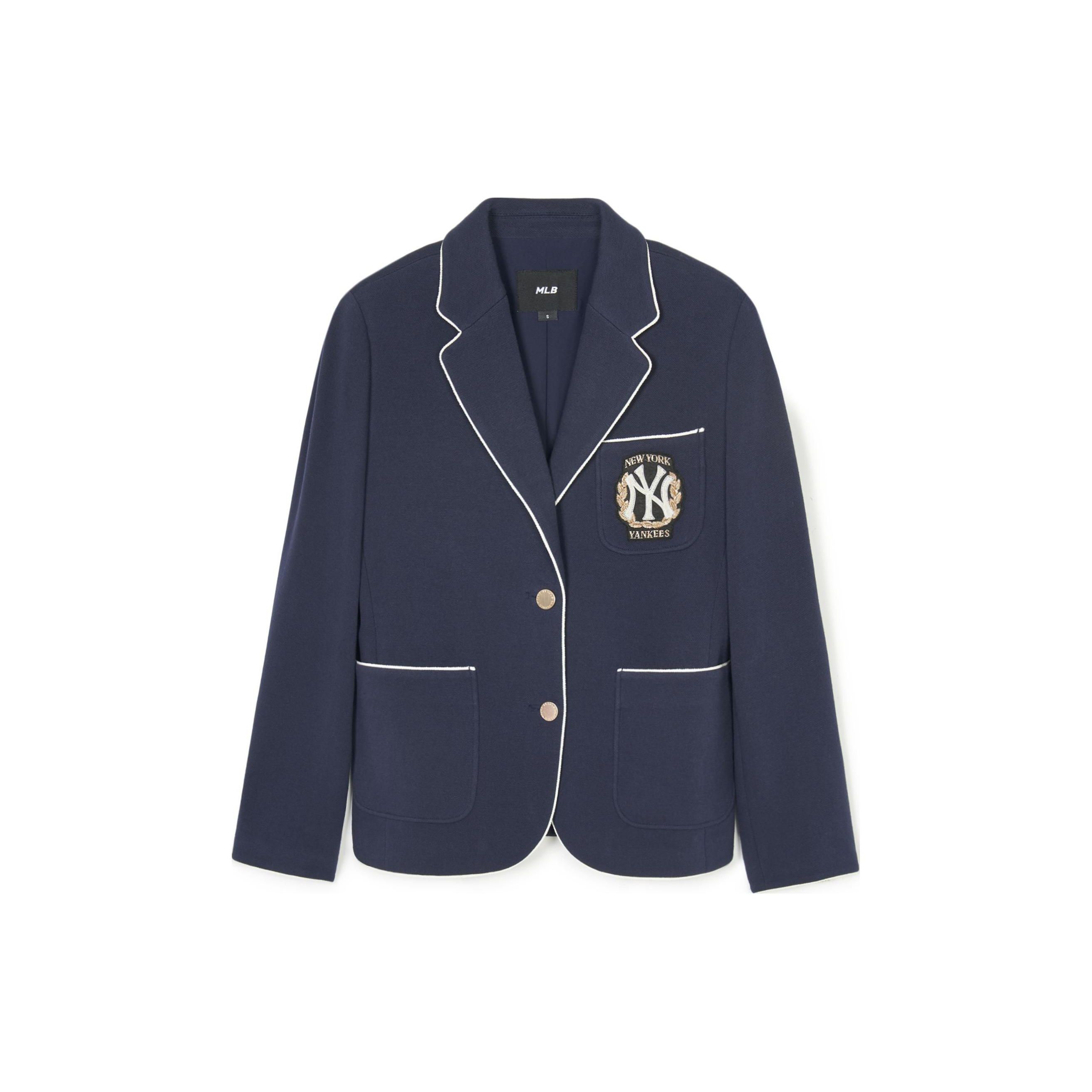 MLB SS24 New York Yankees Logo Tasche Einreiher Langarm Blazer Damen blazer Marineblau 3FJKV0141-50NYD XS black