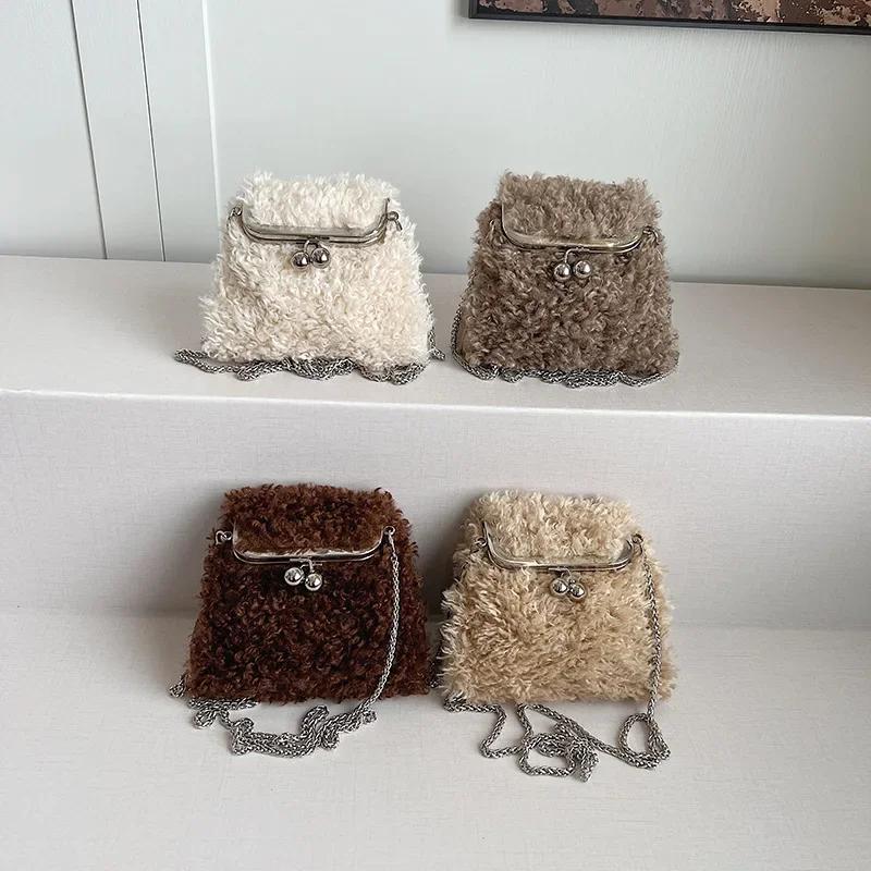 Niche Lamb Furry Bag Women's New Autumn and Winter Plush Texture Crossbody Bags Chain Bag Exquisite Small Furry Bag
