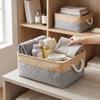 Linen Storage Basket Soft Fabric Organizer with Rope Handles Modern Nordic Style Lightweight Storage Box for Bedroom