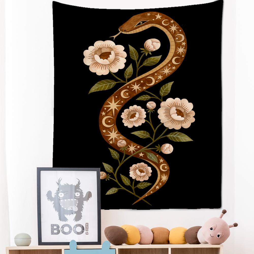 Sun Moon Star Tarot Tapestry Wall Hanging Astrology Divination Witchcraft Hippie Goddess Plant Flower Bedroom Home Decor