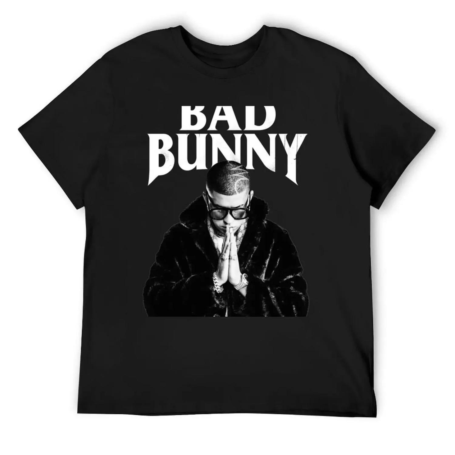 

Футболка Bad Bunny хлопковая мужская футболки черные новые подарки и футболки тяжелые футболки для мужчин S чёрный