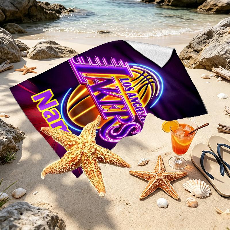 Custom Name Personalized basketball team Print Beach Towel, for Trip Camping Beach Party Home Decor, Birthday Gift for Family & Friends