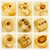 Real Tiger Eye Stone Ring Sun Heart Stainless Steel Open Rings For Women Men Accessories Real Gold Plated Vintage Jewelry Anillo