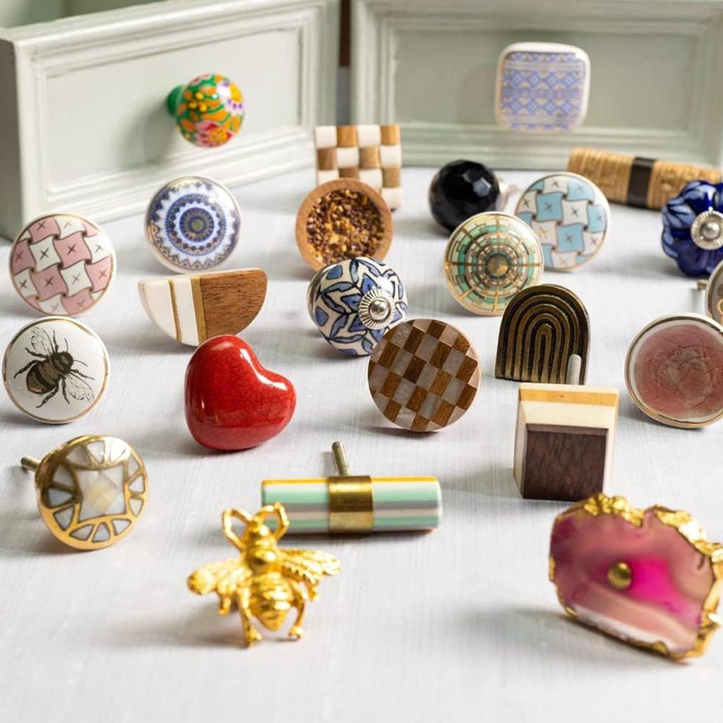 12 Pack Brown Leaf Flower Ceramic Drawer Knobs for Kitchen Cabinet Hardware Door Decorative Dresser Pulls Luxurious Chest